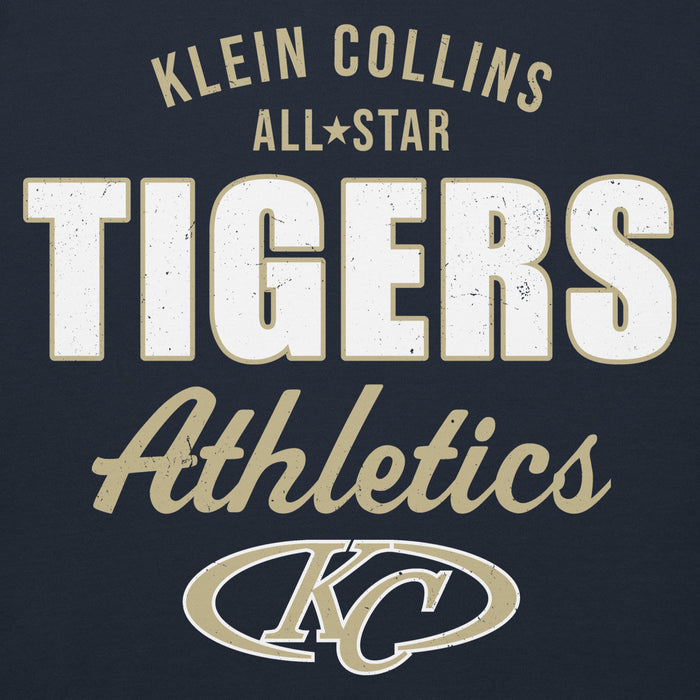 Back view of Klein Collins High School Tigers Navy Blue Premium Unisex Hoodie 034