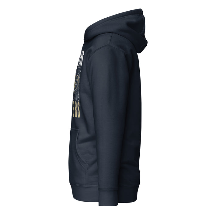 Side view of Klein Collins High School Tigers Navy Blue Premium Unisex Hoodie 233