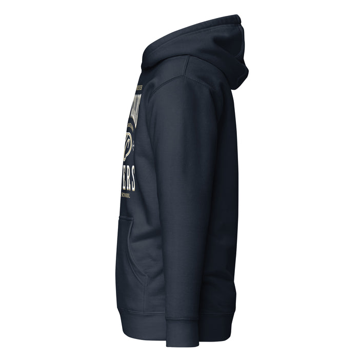 Side view of Klein Collins High School Tigers Navy Blue Premium Unisex Hoodie 230