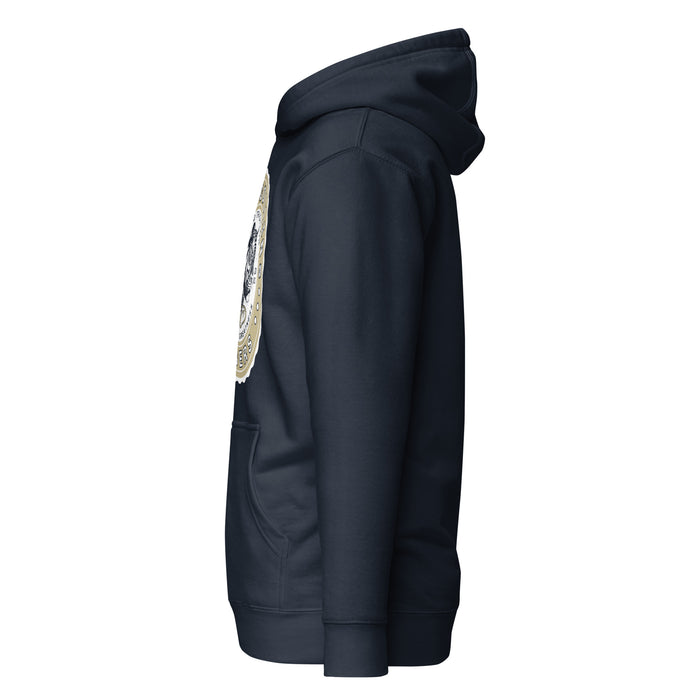 Side view of Klein Collins High School Tigers Navy Blue Premium Unisex Hoodie 216