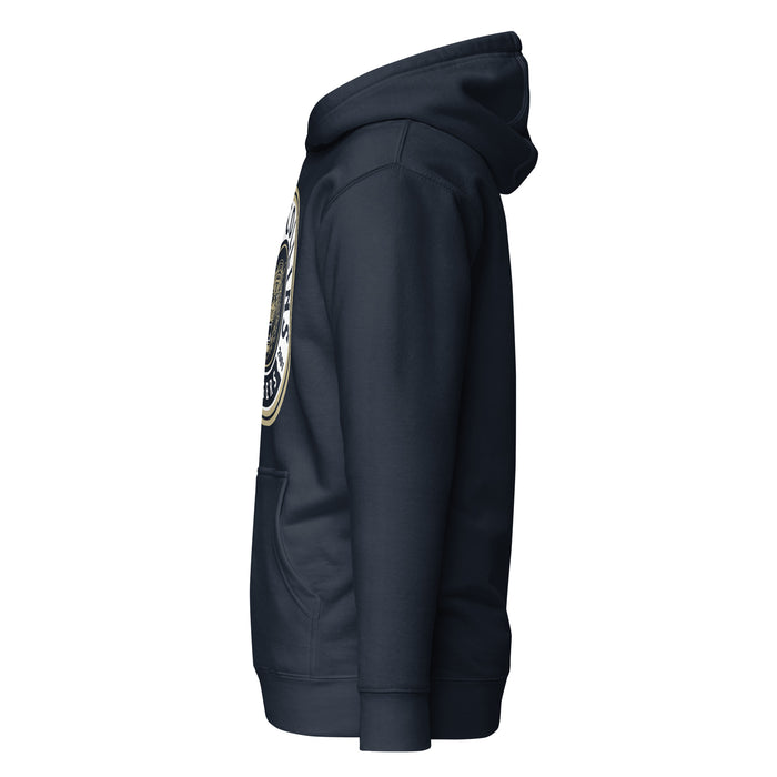 Side view of Klein Collins High School Tigers Navy Blue Premium Unisex Hoodie 220