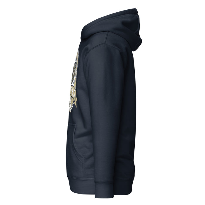 Side view of Klein Collins High School Tigers Navy Blue Premium Unisex Hoodie 212
