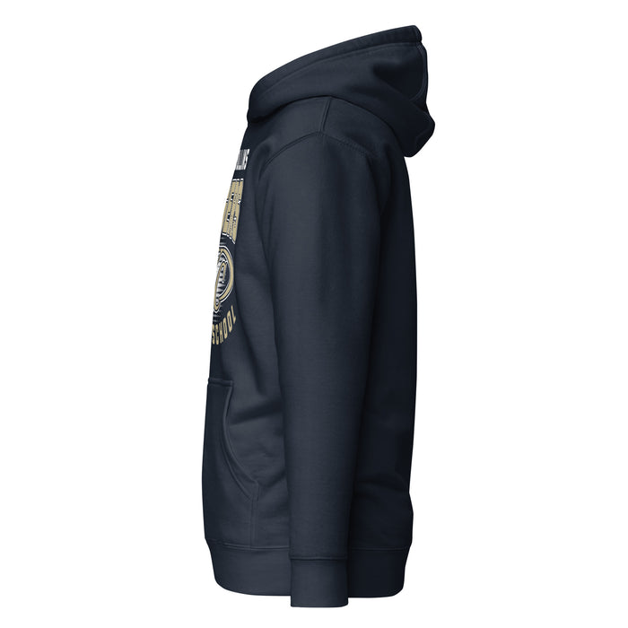 Side view of Klein Collins High School Tigers Navy Blue Premium Unisex Hoodie 204