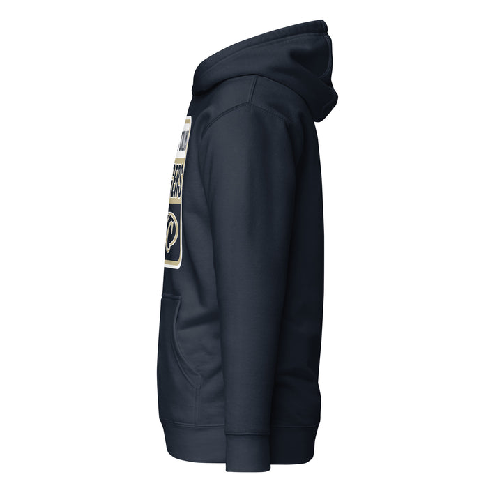 Side view of Klein Collins High School Tigers Navy Blue Premium Unisex Hoodie 001