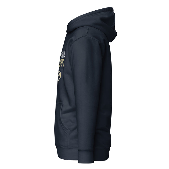 Side view of Klein Collins High School Tigers Navy Blue Premium Unisex Hoodie 024