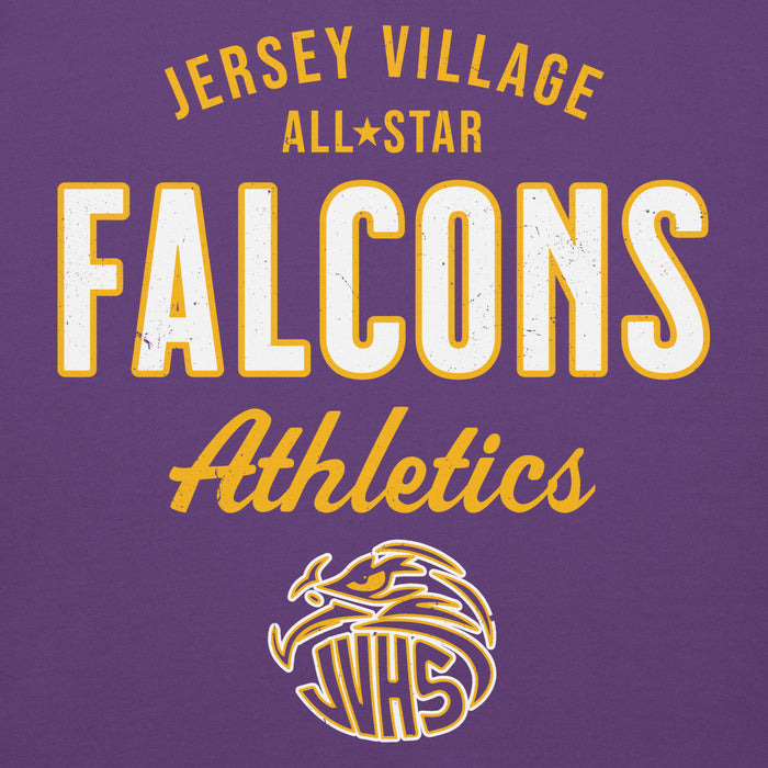 Close-up view of Jersey Village High School Falcons Premium Purple Hoodie 234