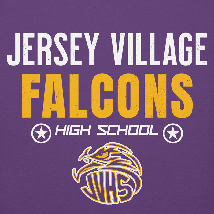 Close-up view of Jersey Village High School Falcons Premium Purple Hoodie 003
