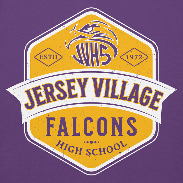 Close-up view of Jersey Village High School Falcons Premium Purple Hoodie 209