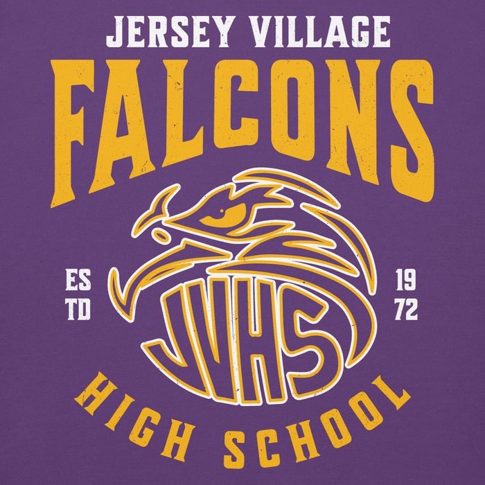 Close-up view o f Jersey Village High School Falcons Premium Purple Hoodie 213