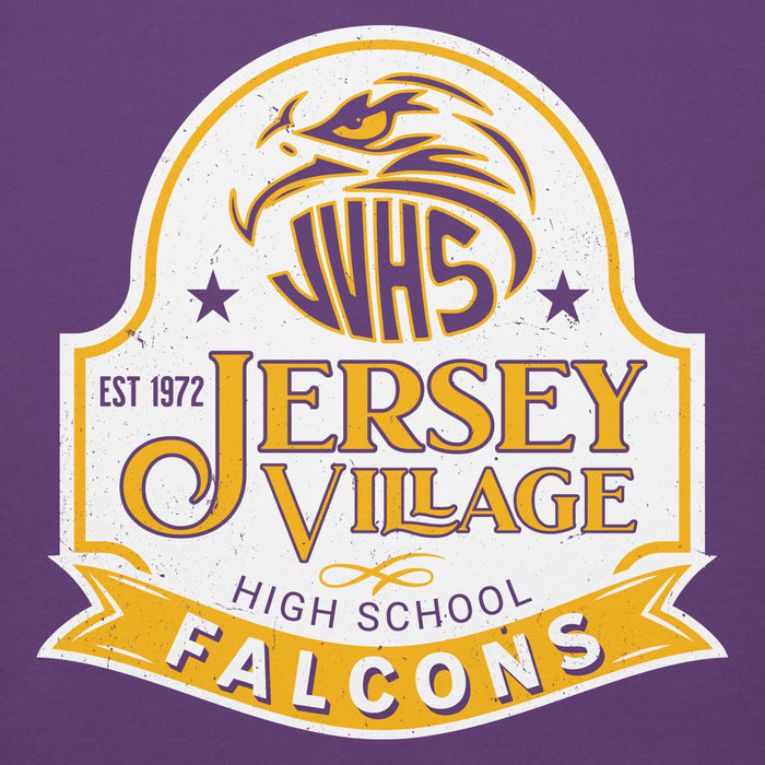 Close-up view of Jersey Village High School Falcons Premium Purple Hoodie 219