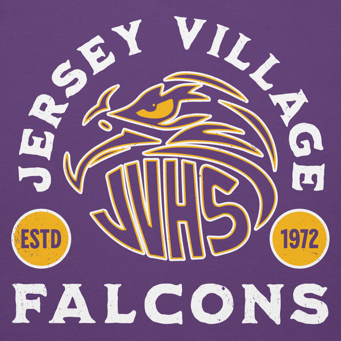 Close-up view of Jersey Village High School Falcons Premium Purple Hoodie 208
