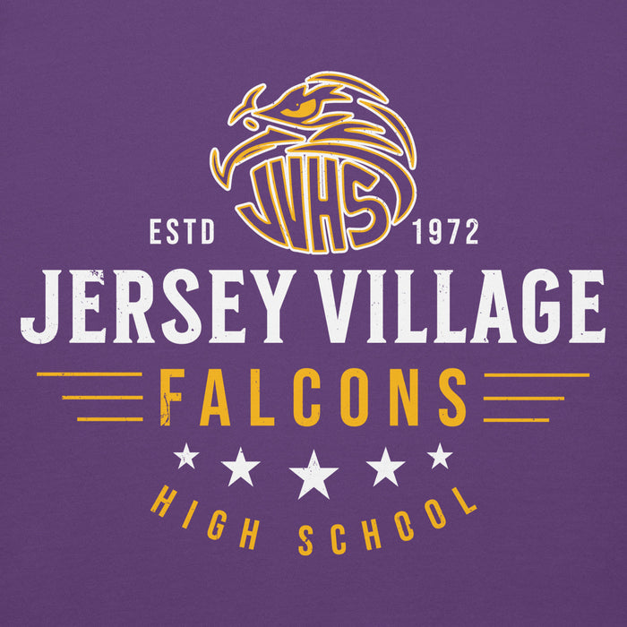 Close-up view of Jersey Village High School Falcons Premium Purple Hoodie 217