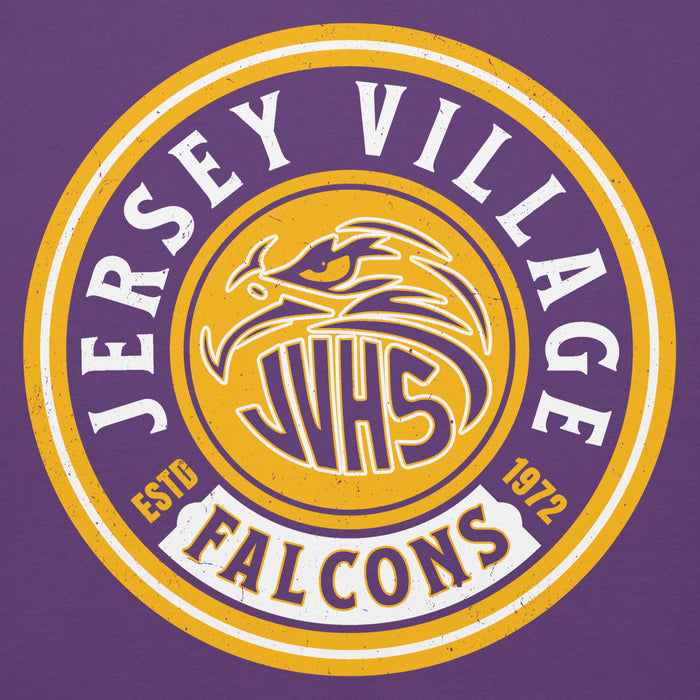 Close-up view of Jersey Village High School Falcons Premium Purple Hoodie 220