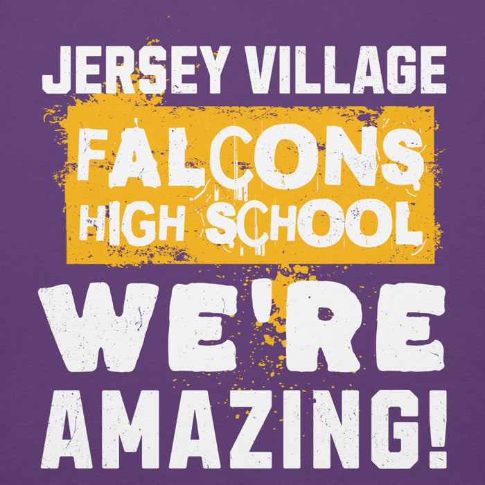 Close-up view of Jersey Village High School Falcons Premium Purple Hoodie 231