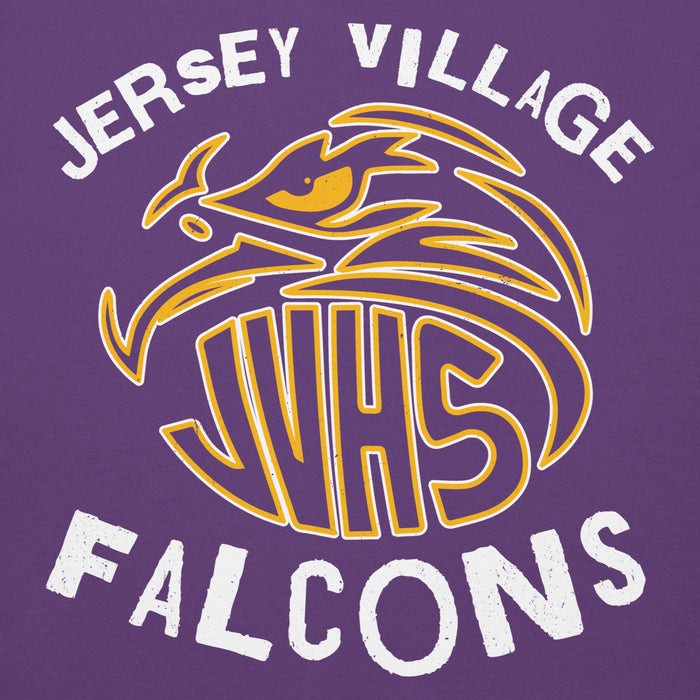 Close-up view of Jersey Village High School Falcons Premium Purple Hoodie 228