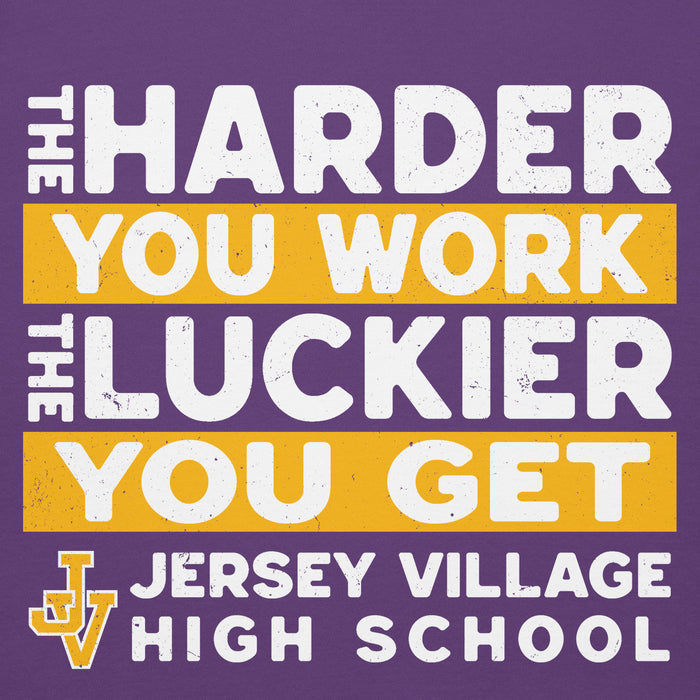 Close-up view of Jersey Village High School Falcons Premium Purple Hoodie 238