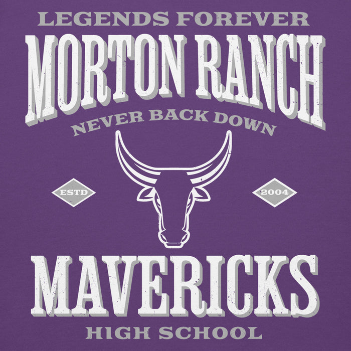 Close-up view of Morton Ranch High School Mavericks Premium Purple Unisex Hoodie 230