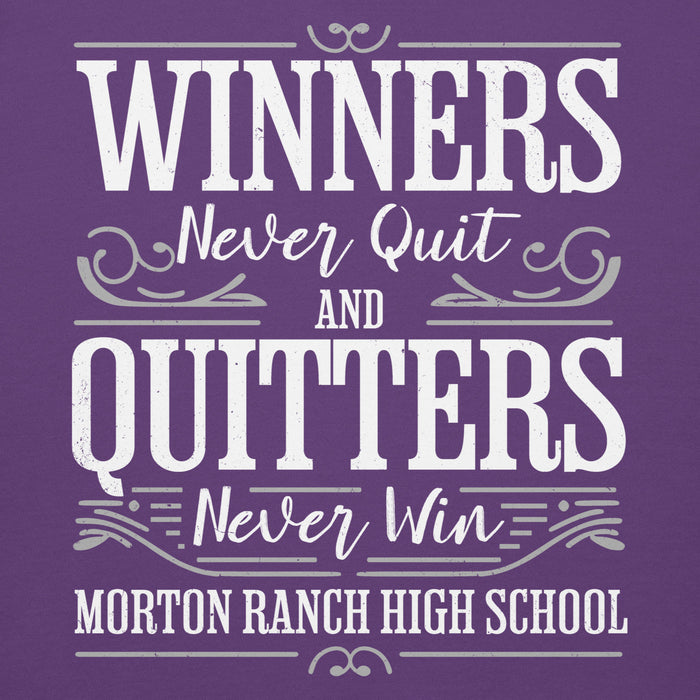 Close-up view of Morton Ranch High School Mavericks Premium Purple Unisex Hoodie 237