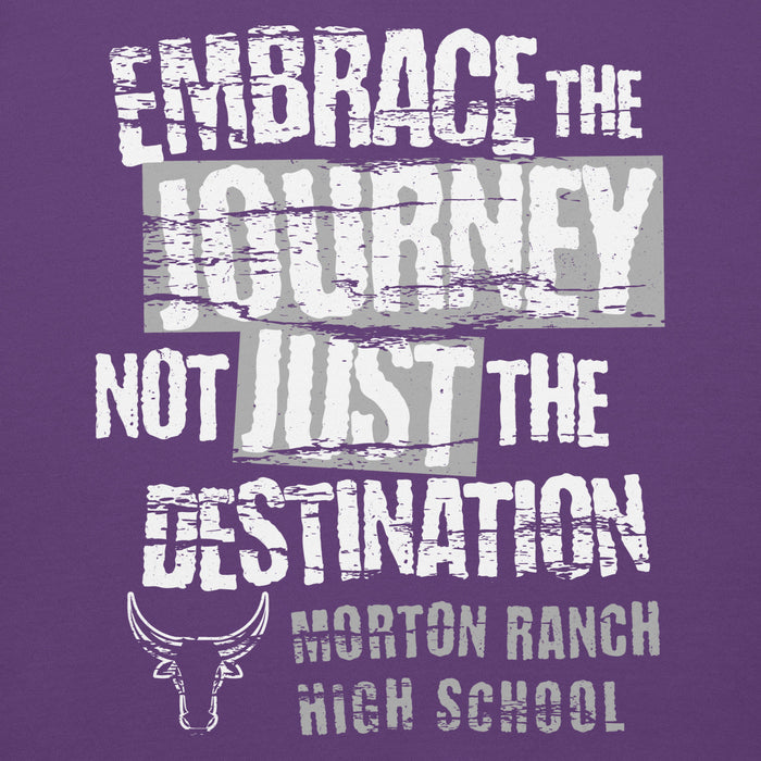 Close-up view of Morton Ranch High School Mavericks Premium Purple Unisex Hoodie 232