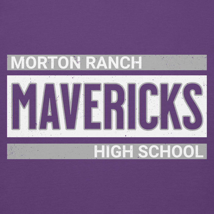 Close-up view of Morton Ranch High School Mavericks Premium Purple Unisex Hoodie 098