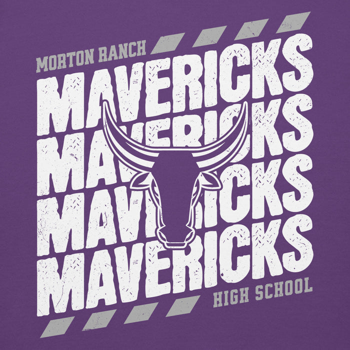 Close-up view of Morton Ranch High School Mavericks Premium Purple Unisex Hoodie 223