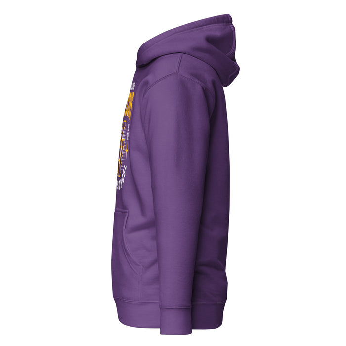 Side view of Jersey Village High School Falcons Premium Purple Hoodie 204