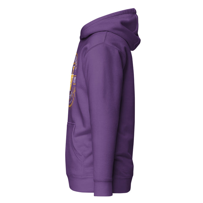 Side view of Jersey Village High School Falcons Premium Purple Hoodie 201