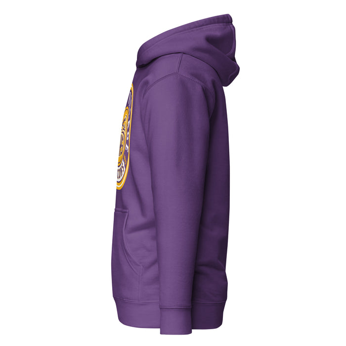 Side view of Jersey Village High School Falcons Premium Purple Hoodie 220