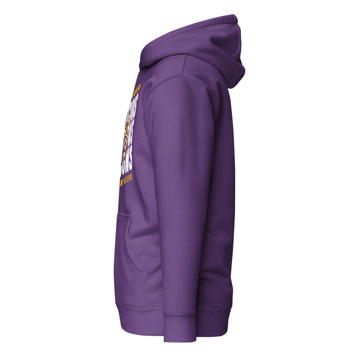 Side view of Jersey Village High School Falcons Premium Purple Hoodie 223