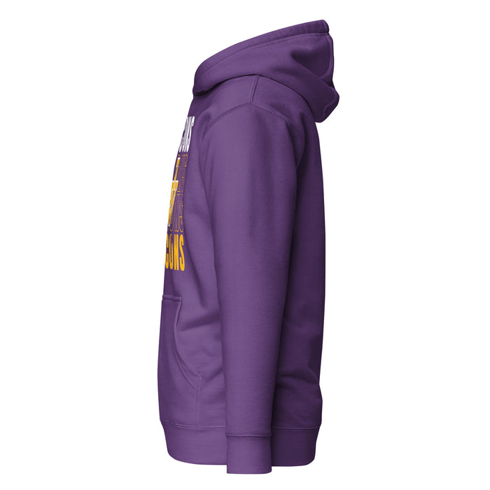Side view of Jersey Village High School Falcons Premium Purple Hoodie 233