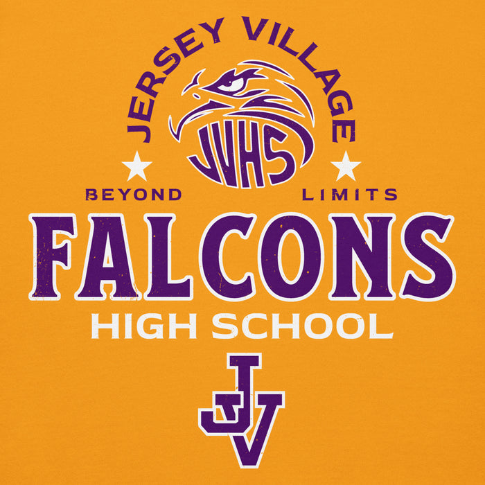 Close-up view of Jersey Village High School Falcons Premium Gold Hoodie 222