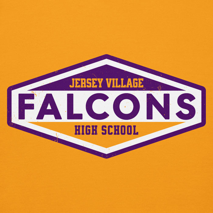 Close-up view of Jersey Village High School Falcons Premium Gold Hoodie 009