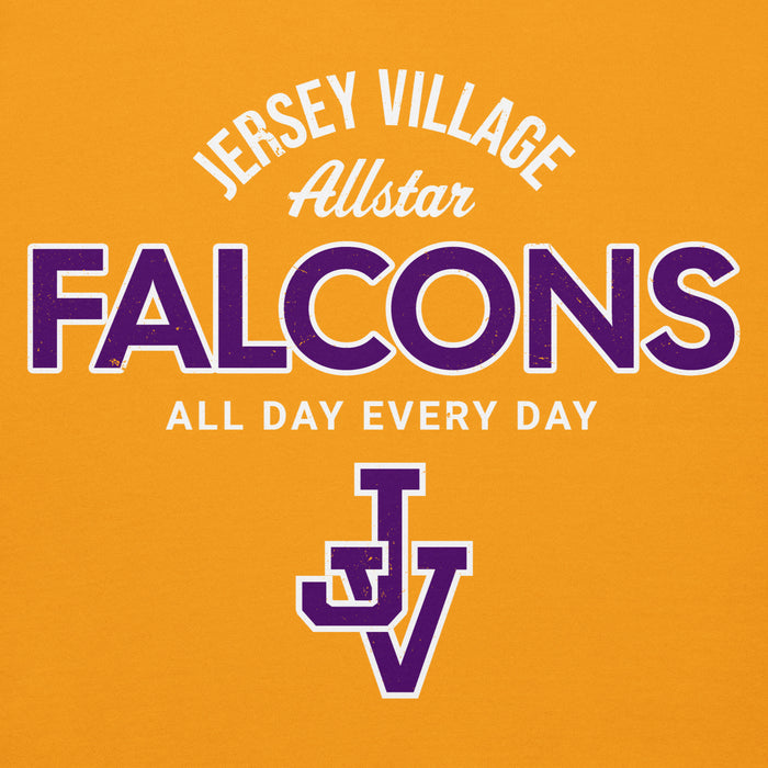 Back view of Jersey Village High School Falcons Premium Gold Hoodie 040