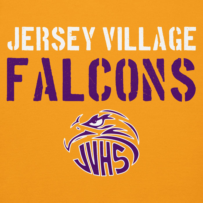 Close-up view of Jersey Village High School Falcons Premium Gold Hoodie 017