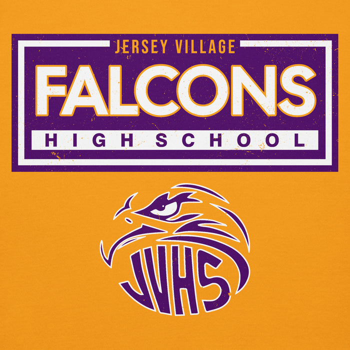 Close-up view of Jersey Village High School Falcons Premium Gold Hoodie 049