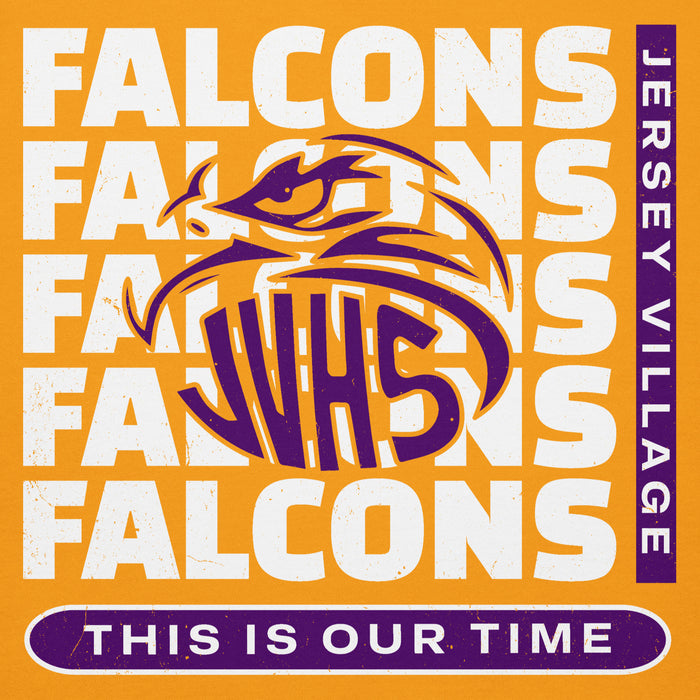 Close-up view of Jersey Village High School Falcons Premium Gold Hoodie 235