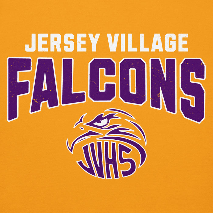 Close-up view of Jersey Village High School Falcons Premium Gold Hoodie 234