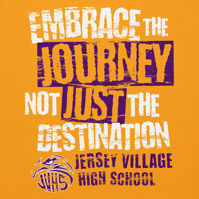 Close-up view of Jersey Village High School Falcons Premium Gold Hoodie 232