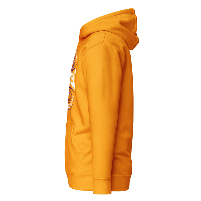 Side view of Jersey Village High School Falcons Premium Gold Hoodie 218