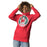 Woman wearing The Woodlands High School Highlanders Red Premium Unisex Hoodie 220