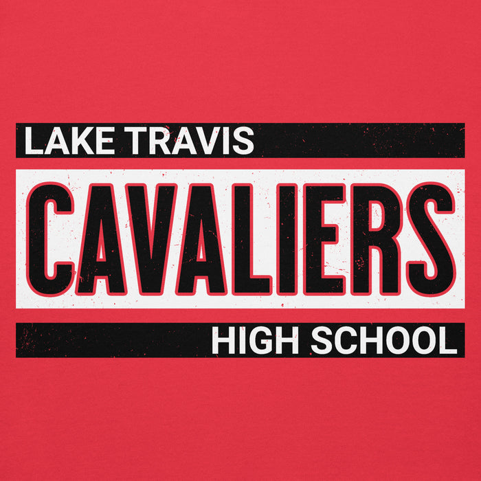 Close-up view of Lake Travis High School Cavaliers Red Premium Unisex Hoodie 098