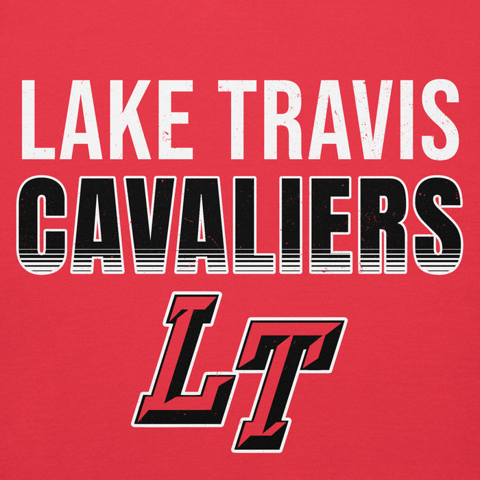Close-up view of Lake Travis High School Cavaliers Red Premium Unisex Hoodie 024