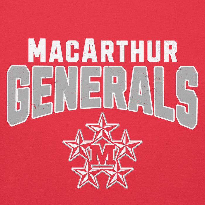 Close-up view of MacArthur High School Generals Red Premium Unisex Hoodie 234