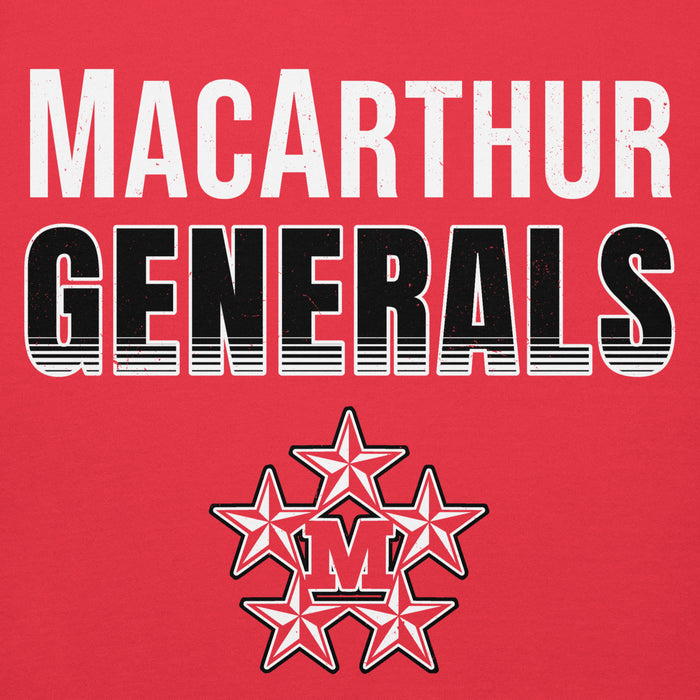Close-up view of MacArthur High School Generals Red Premium Unisex Hoodie 024
