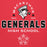 Close-up view of MacArthur High School Generals Red Premium Unisex Hoodie 222