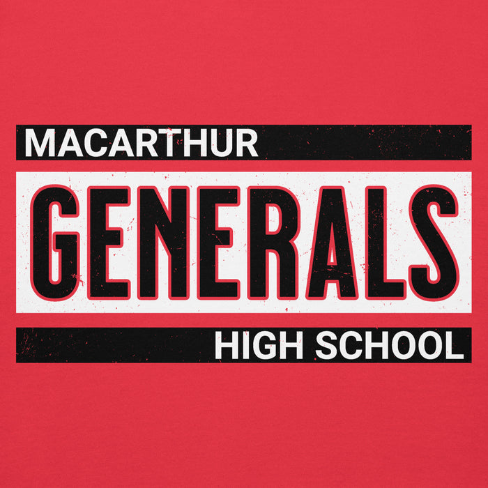 Close-up view of MacArthur High School Generals Red Premium Unisex Hoodie 098
