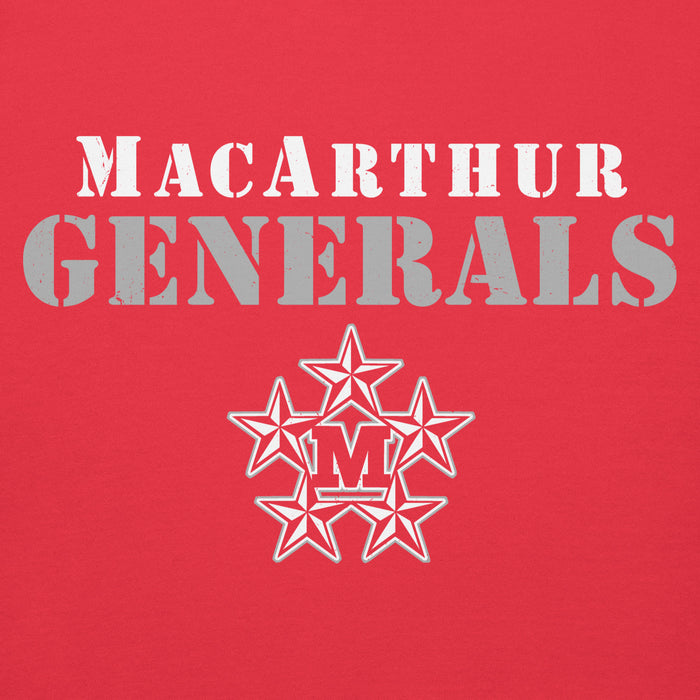 Close-up view of MacArthur High School Generals Red Premium Unisex Hoodie 017