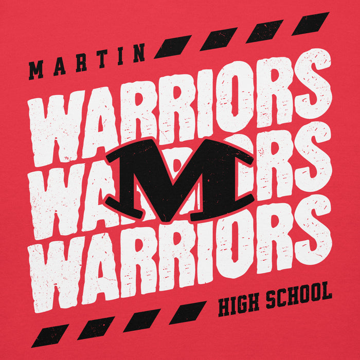 Close-up view of Martin High School Warriors Red Premium Unisex Hoodie 223