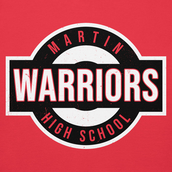 Close-up view of Martin High School Warriors Red Premium Unisex Hoodie 011