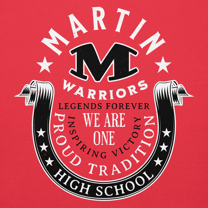 Close-up view of Martin High School Warriors Red Premium Unisex Hoodie 229